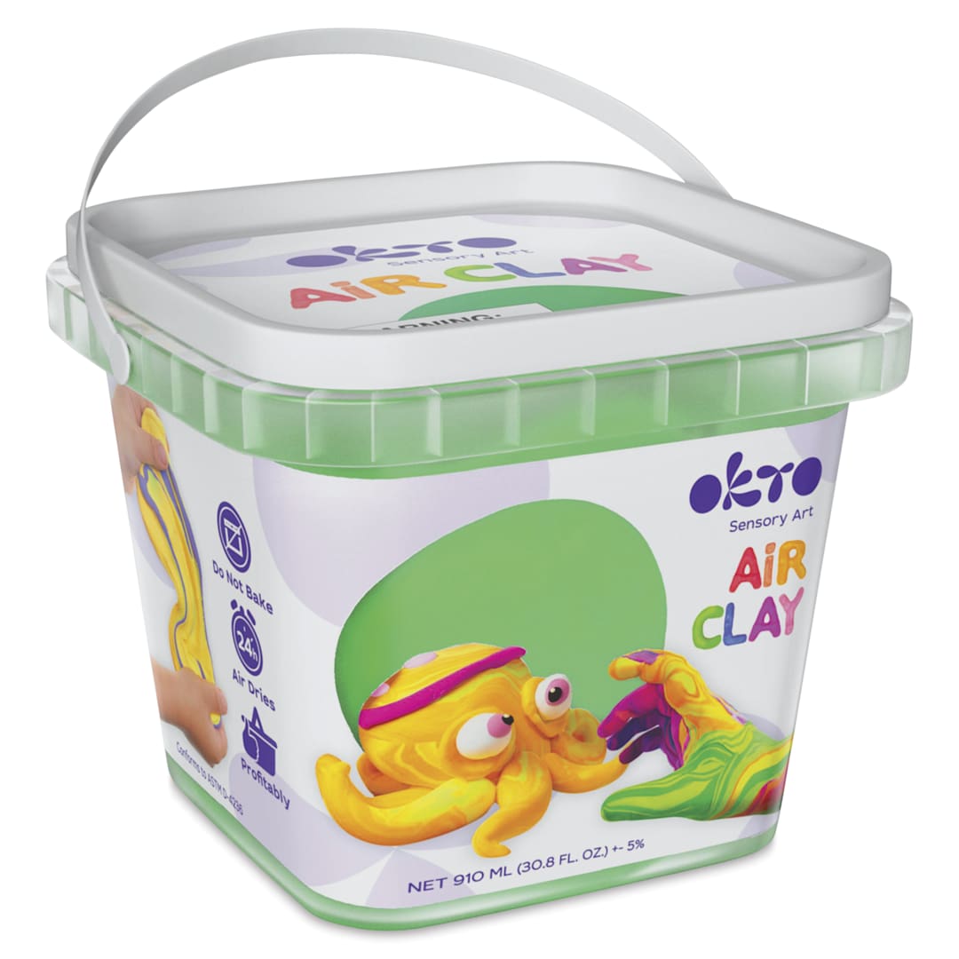 Open in modal - OKTO Sensory Art Air Clay Bucket - Green - front of packaging
