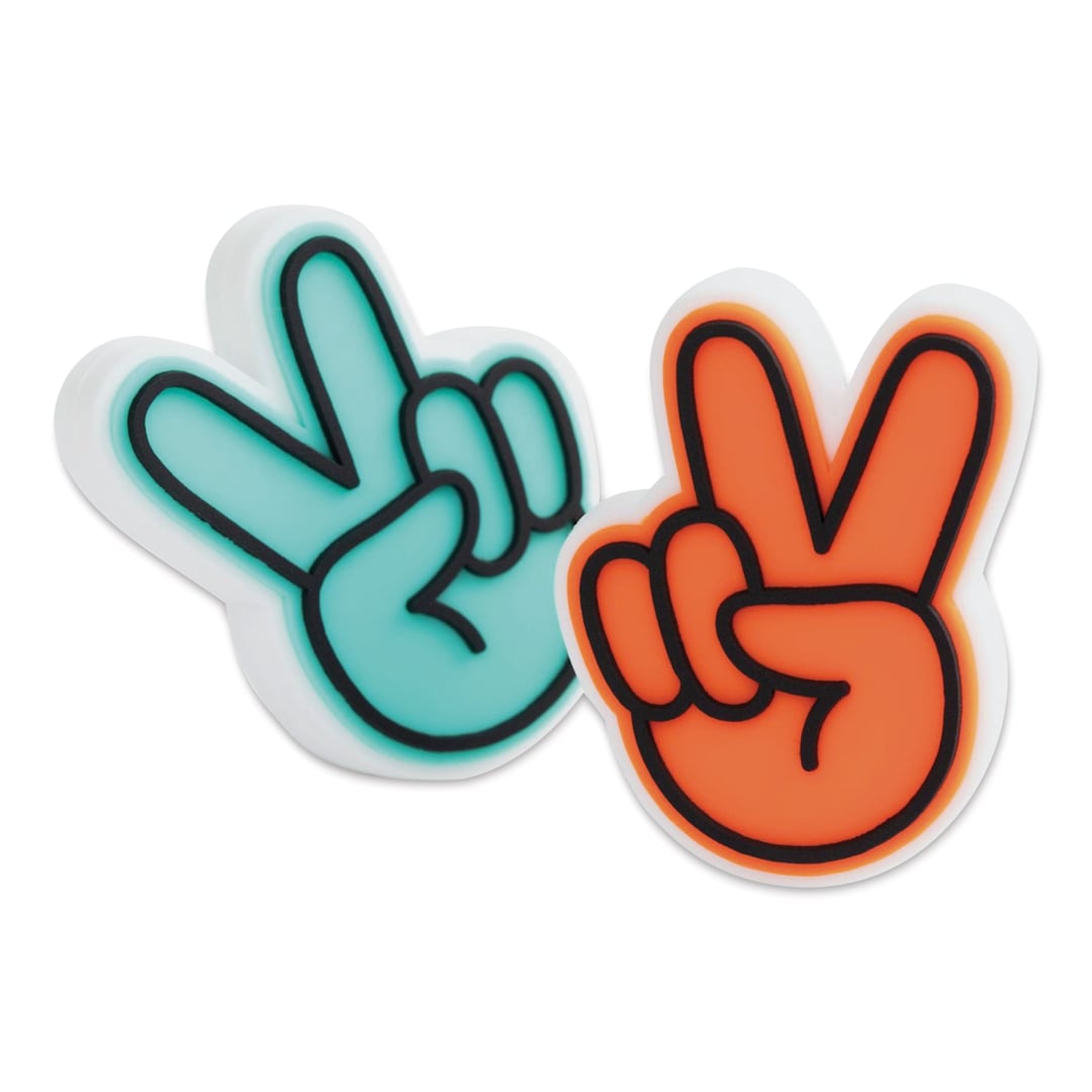 Open in modal - Soolla Needle Rubbers - Peace Sign, Orange and Blue, Set of 2