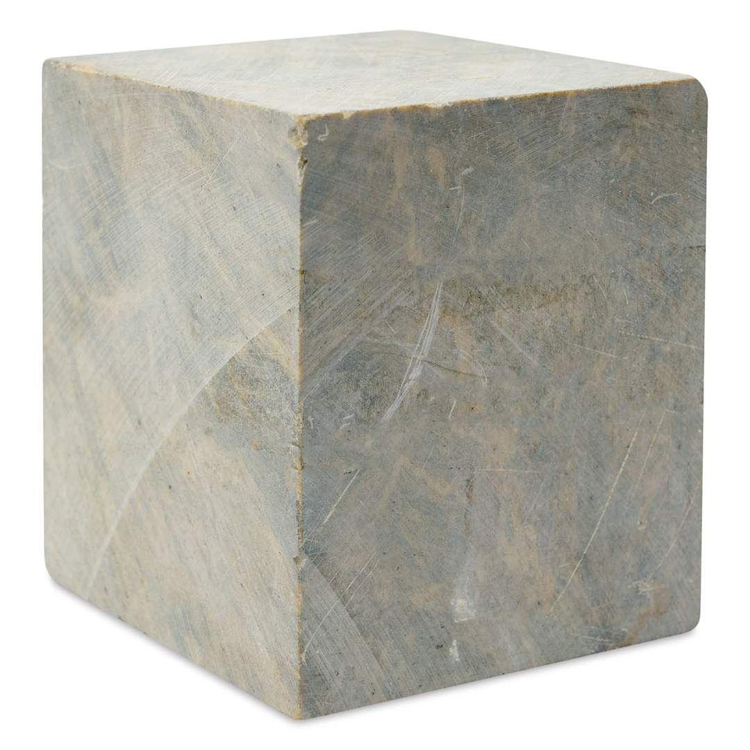 Open in modal - Gian Carlo Stoneworks Yellow Mix Indian Soapstone Block - 8 lb, 5" x 4" x 4", vertical