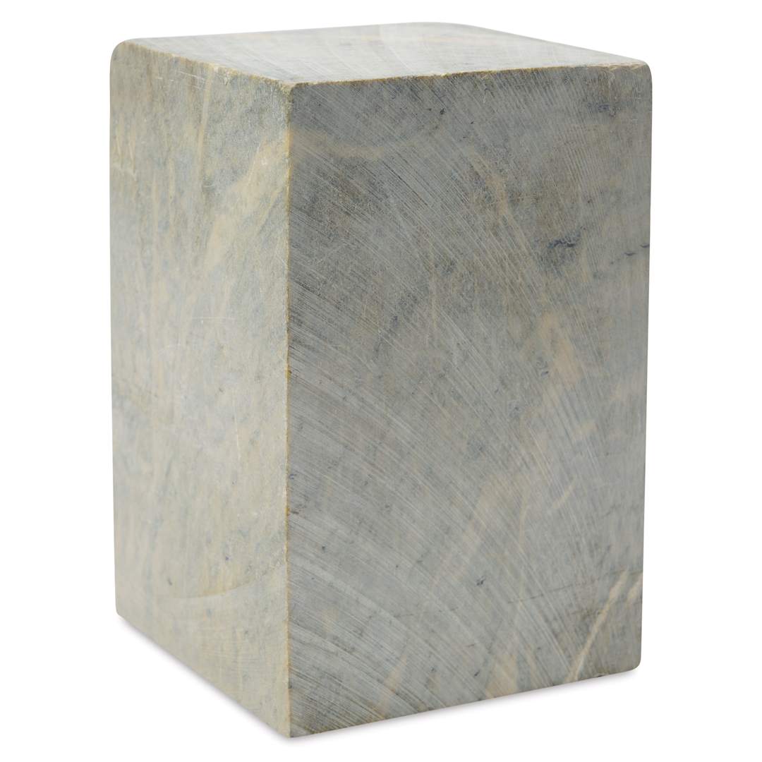 Open in modal - Gian Carlo Stoneworks Yellow Mix Indian Soapstone Block - 10 lb, 6-1/2" x 4" x 4", vertical