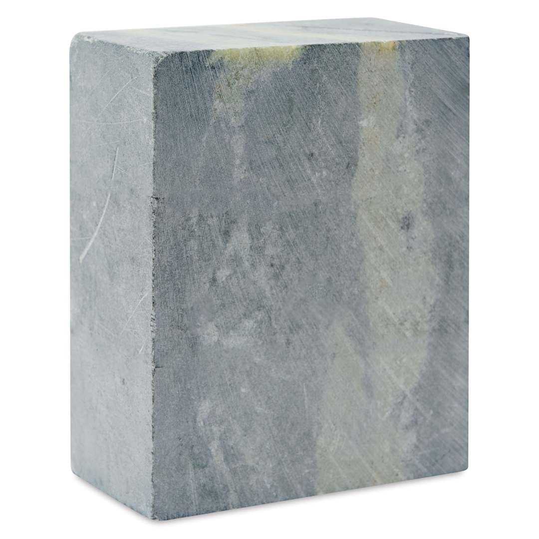 Open in modal - Gian Carlo Stoneworks Green Indian Soapstone Block - 2 lb, 3-1/2" x 3" x 1-1/2", vertical