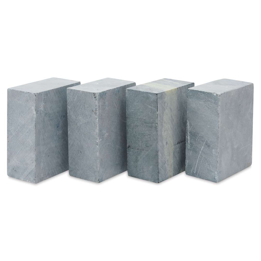 Open in modal - Gian Carlo Stoneworks Green Indian Soapstone Block - 2 lb, 3-1/2" x 3" x 1-1/2", Pkg of 4, vertical