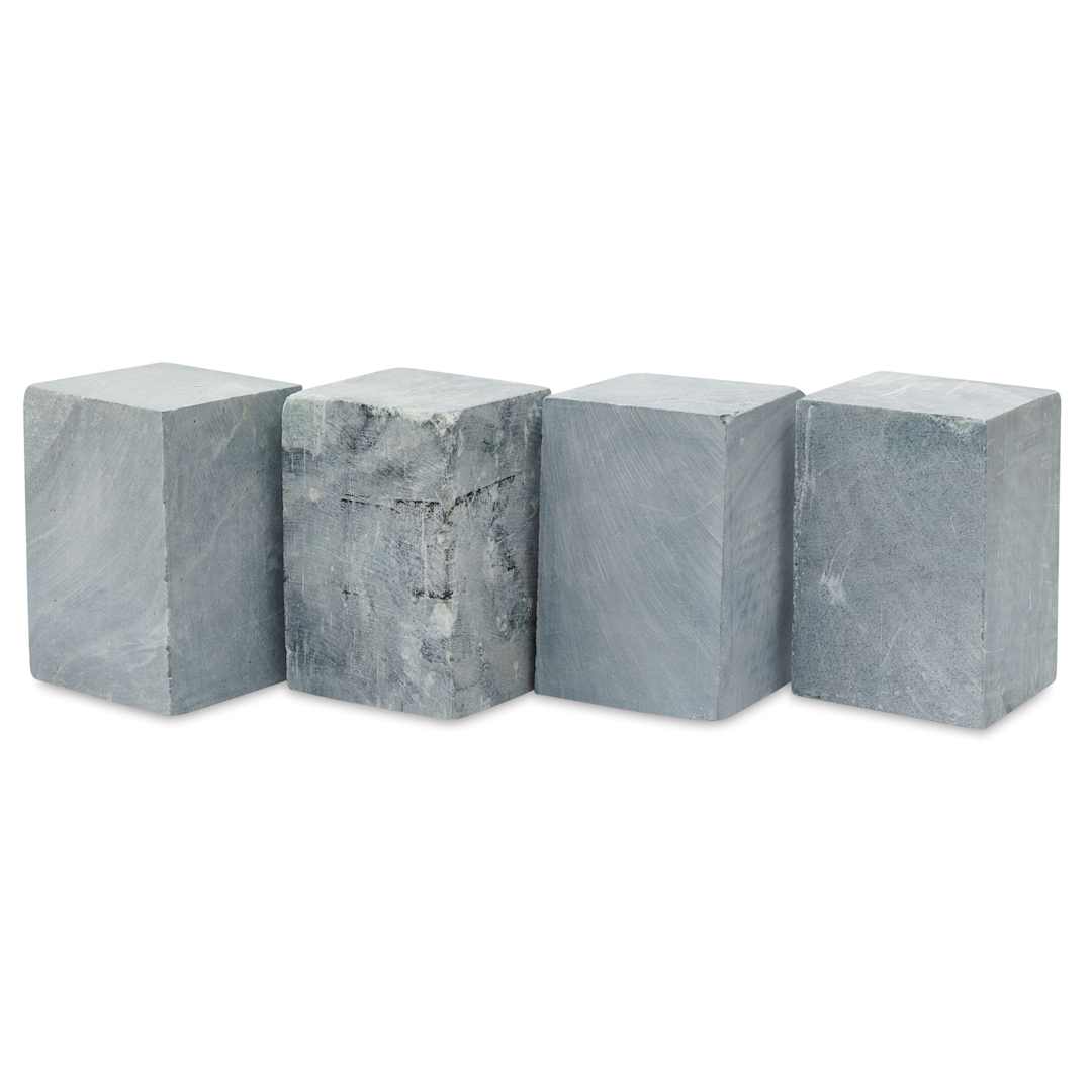 Open in modal - Gian Carlo Stoneworks Green Indian Soapstone Block - 4 lb, 4-1/2" x 3" x 3", Pkg of 4, vertical