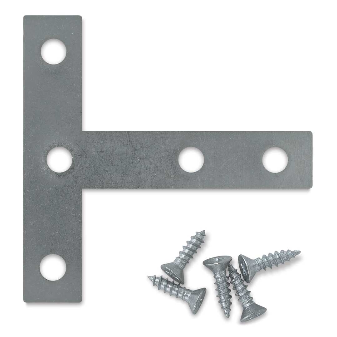 Open in modal - Utrecht Heavy Duty Cross Brace T-Plate - T-Plate and 5 screws shown