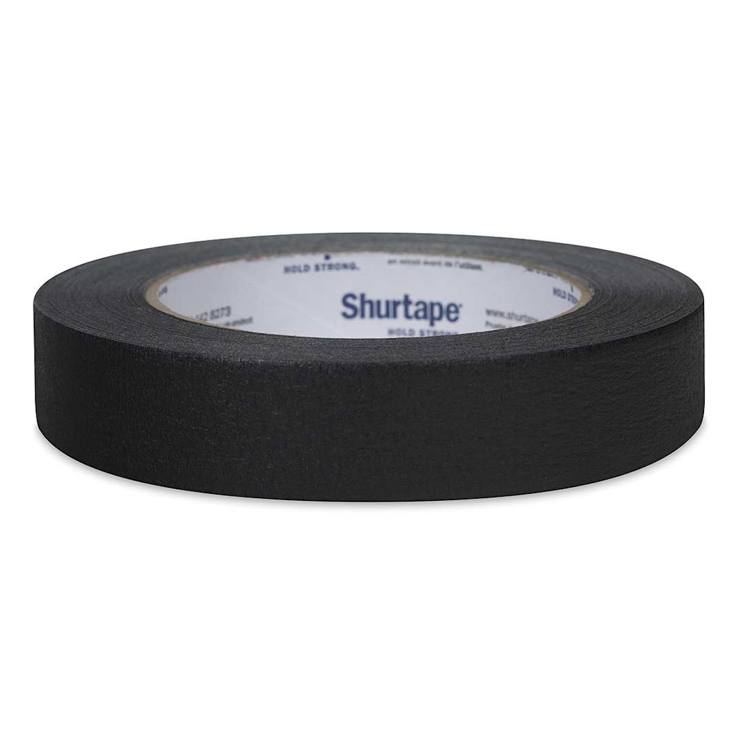 Open in modal - Shurtape Colored Masking Tape - Black roll shown horizontally
