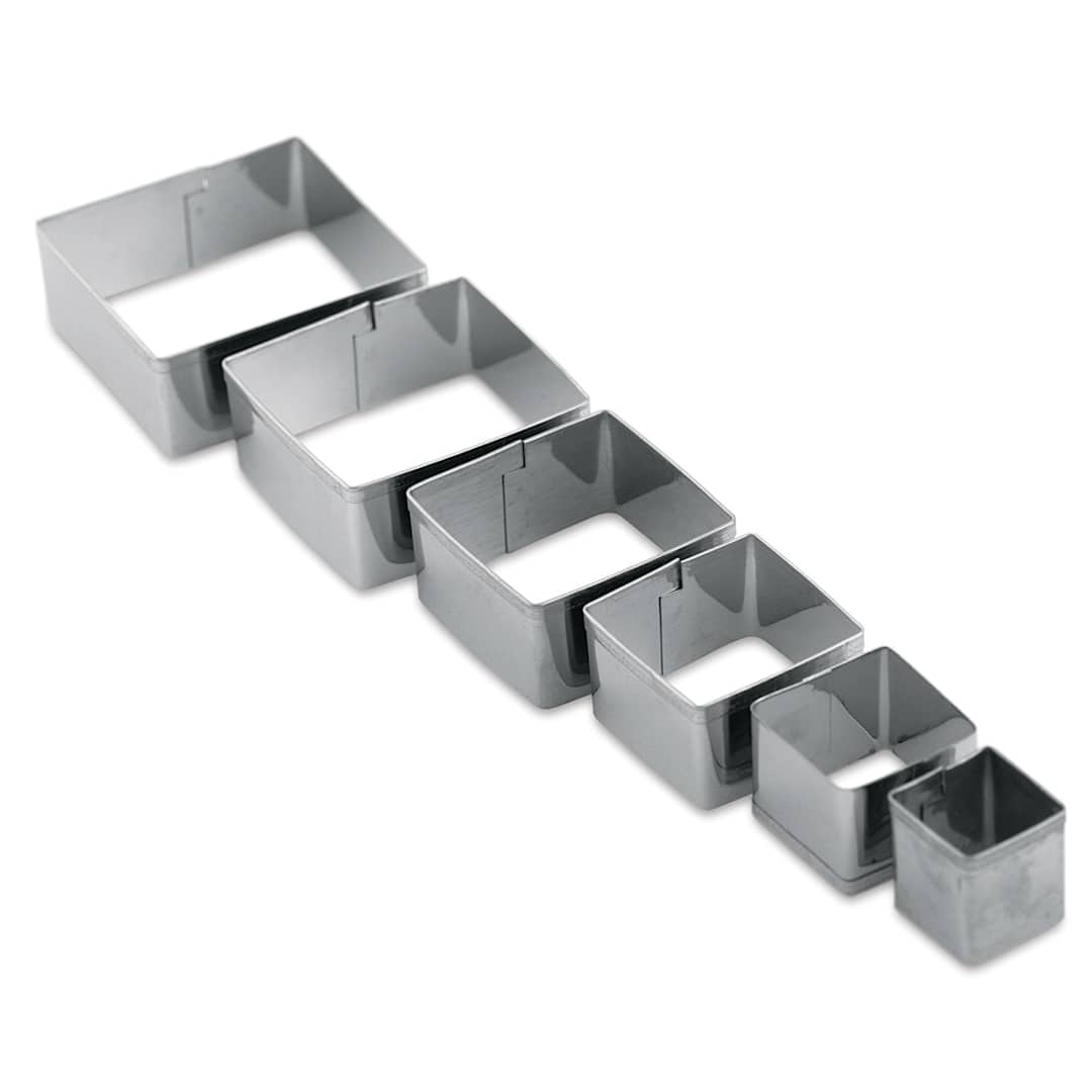 Open in modal - Sculpey Metal Clay Cutters - Set of 6 Graduated Squares shown