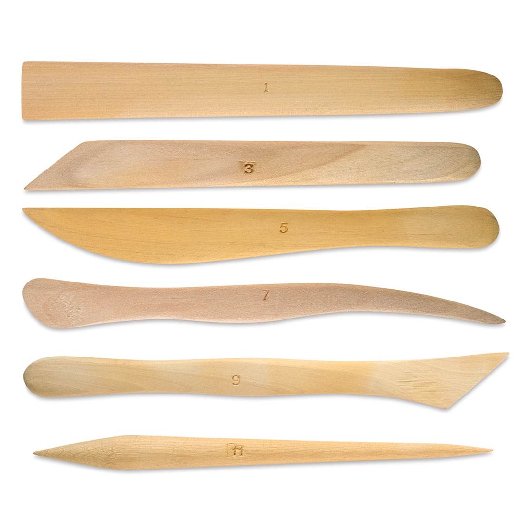 Open in modal - Richeson Boxwood Tools Kit - Six Wooden Tools shown horizontally
