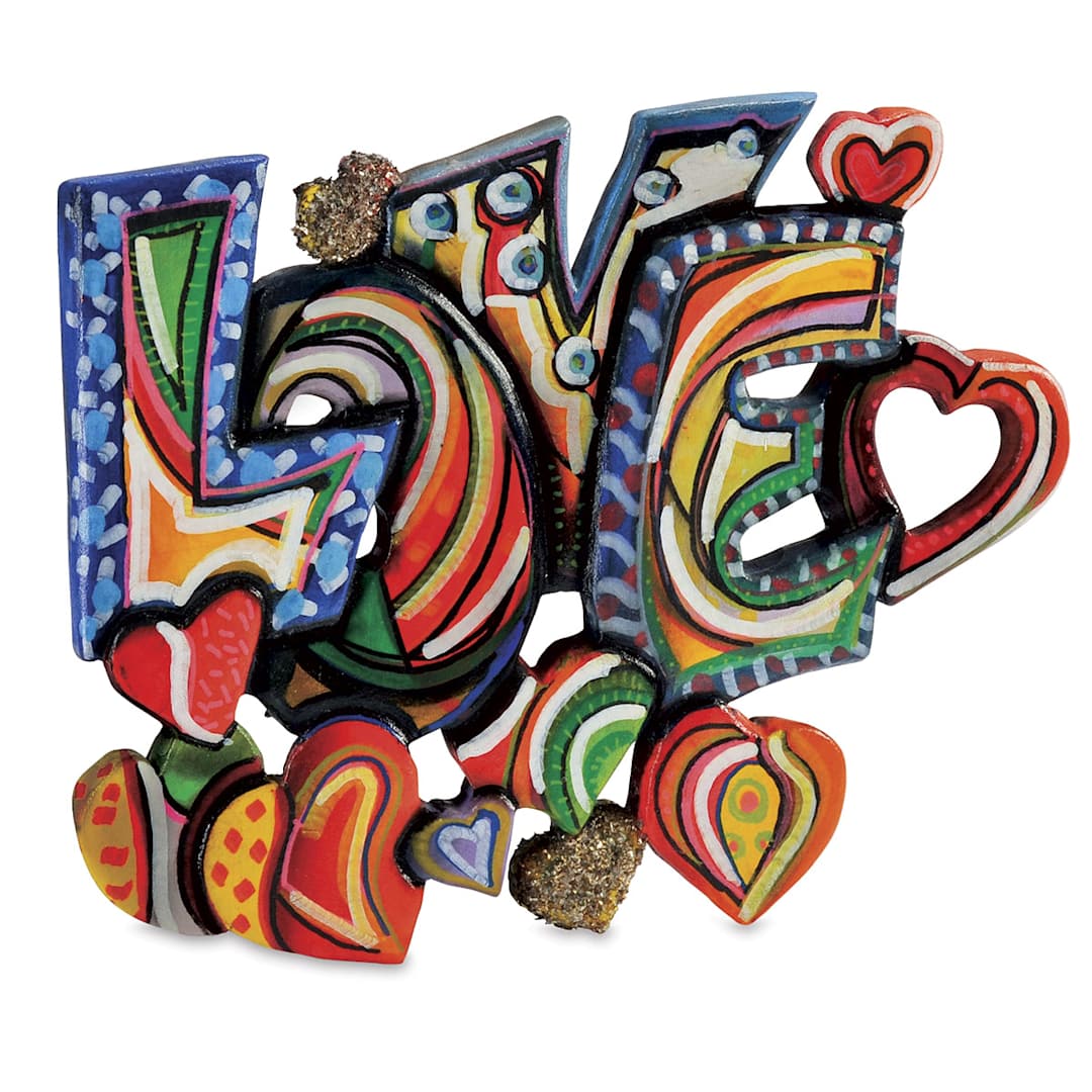 Open in modal - Sculpture Block - Finished sculpture of Pop-Art Love and Hearts shown