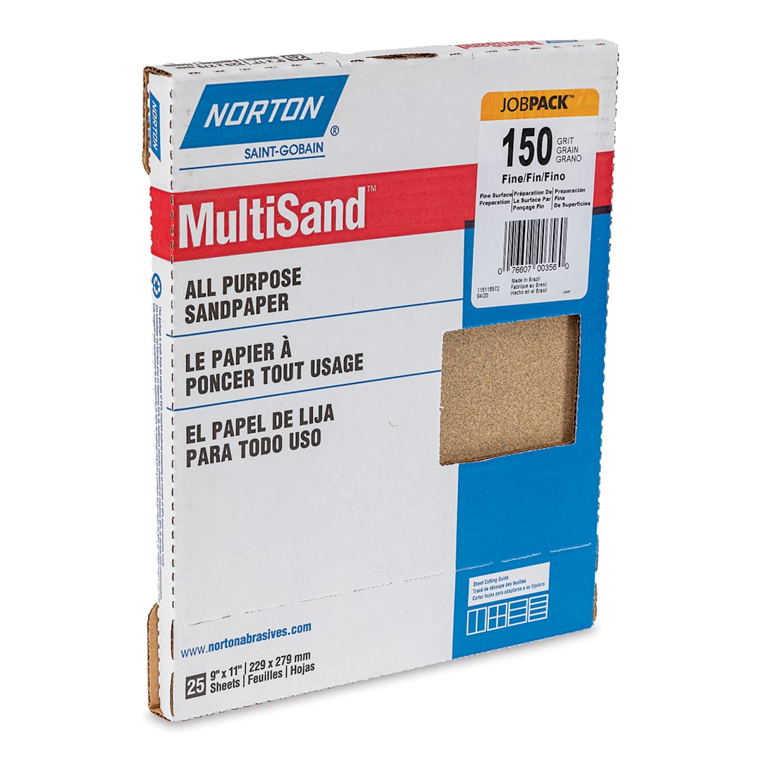 Open in modal - Norton Sandpaper - 25 Sheets, 9" x 11", Fine, 150 grit