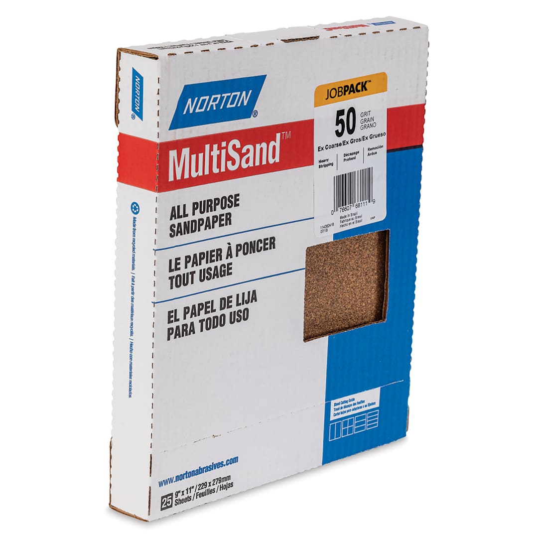 Open in modal - Norton Sandpaper - 25 Sheets, 9" x 11", Extra Coarse, 50 grit