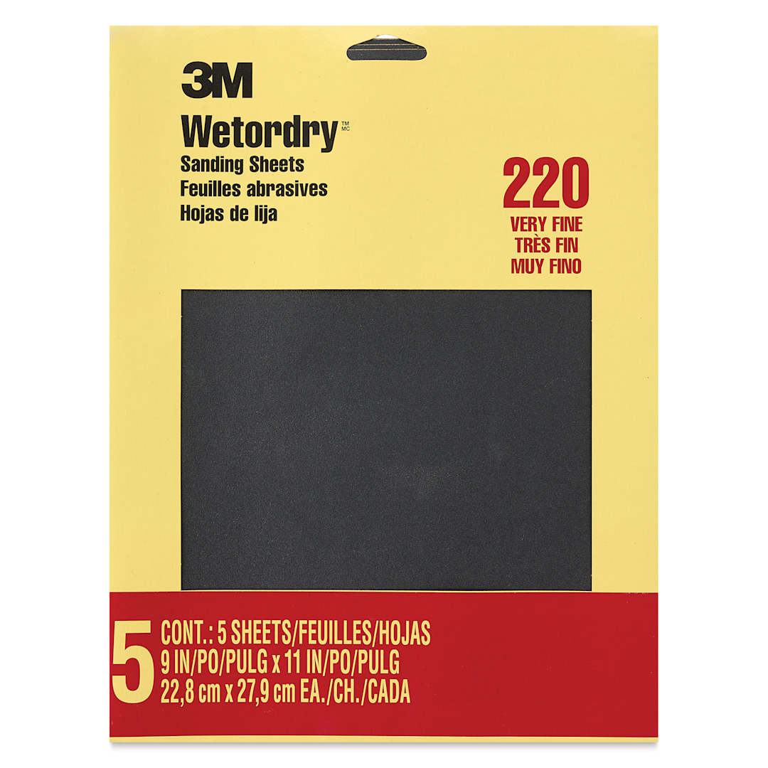 Open in modal - 3M Wetordry Sandpaper - Very Fine, 9" x 11", Pkg of 5 front of packaging