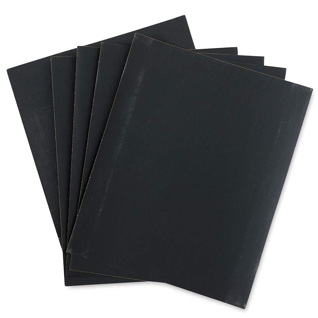 Open in modal - 3M Wetordry Sandpaper - 5 sheets of black Sandpaper fanned

