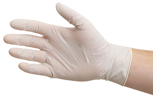 Open in modal - Glove Pack - Large, Latex, Powdered - single glove on hand