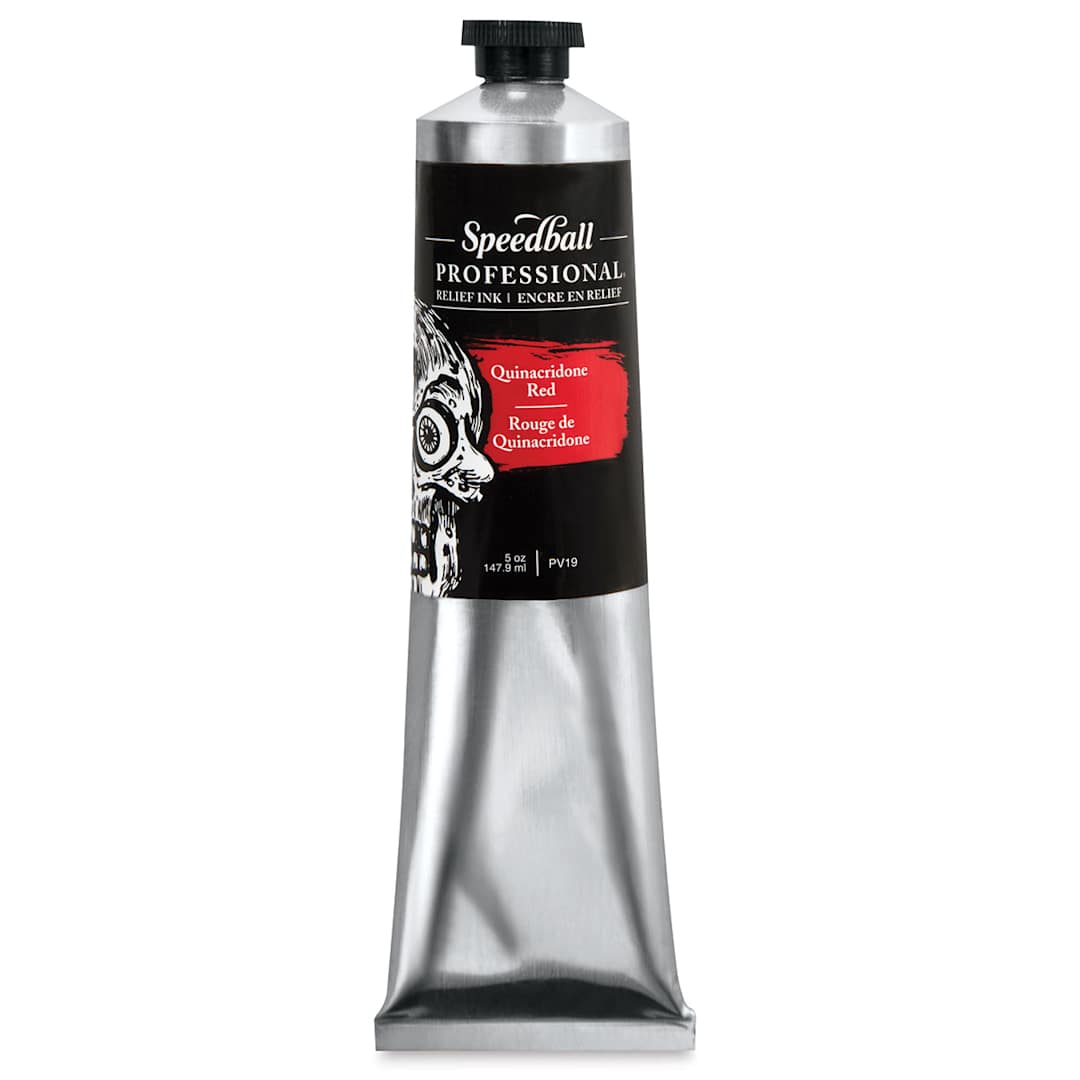 Open in modal - Speedball Professional Relief Ink - Front of 5 oz Quinacridone Red Tube