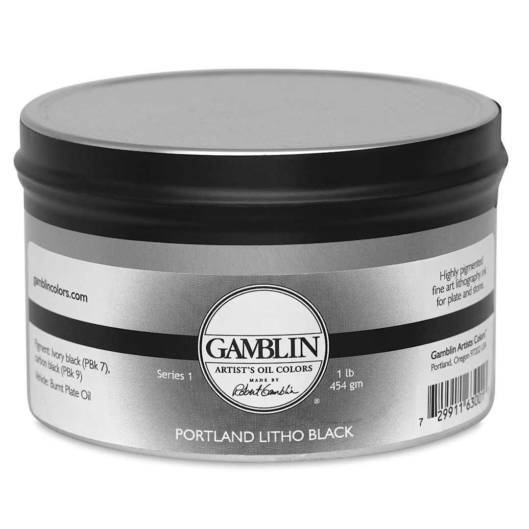 Open in modal - Gamblin Portland Litho Black Lithography Ink - Front of 1 lb can