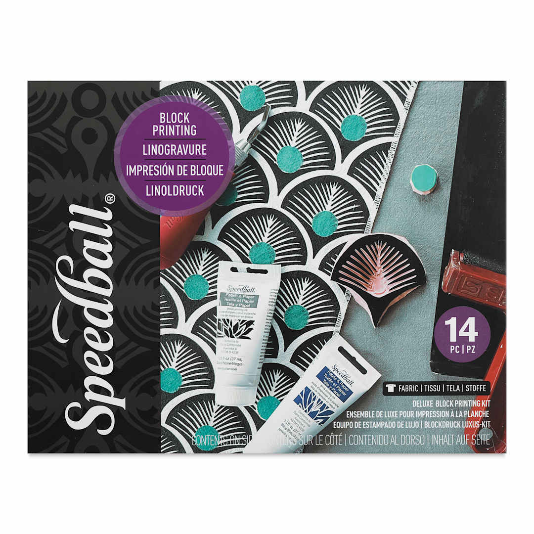 Open in modal - Speedball Fabric Block Printing Deluxe Kit (Front of package)