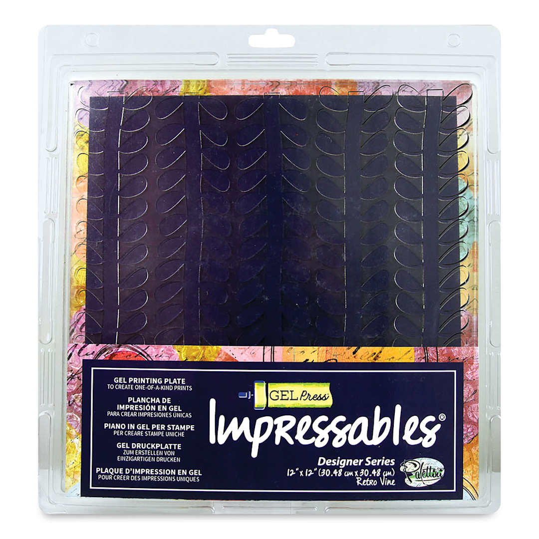 Open in modal - Gel Press Impressables - Front of package of Retro Leaves Plate