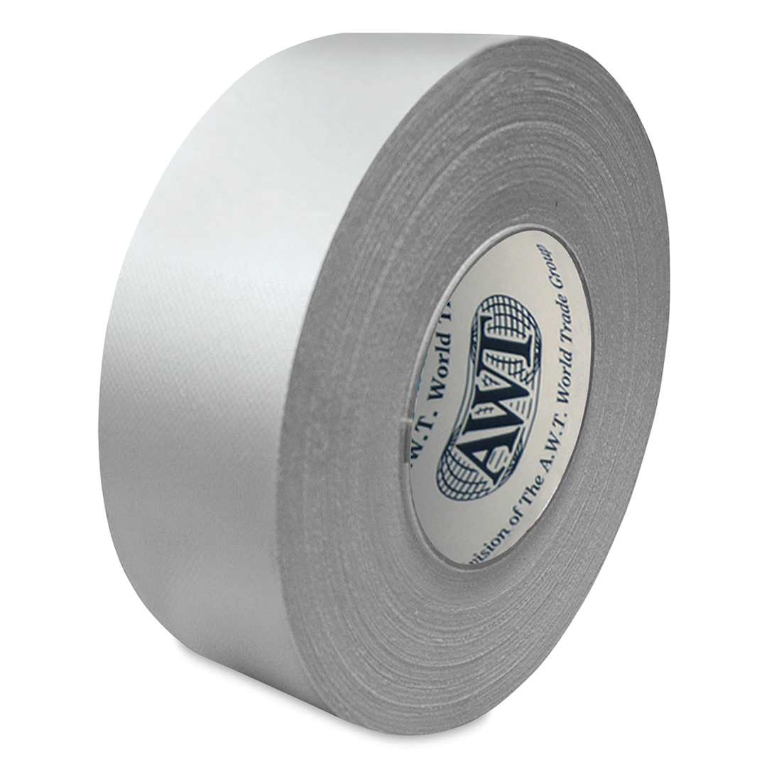 Open in modal - AWT Solvent and Water Resistant White Cloth Tape - Upright roll at angle

