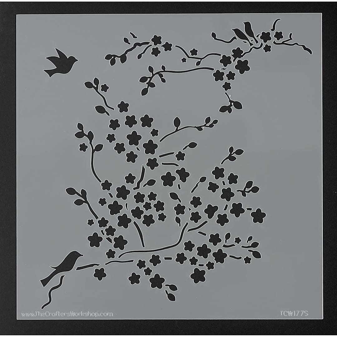Open in modal - The Crafter's Workshop Stencils - Top view of Cherry Blossom Stencil