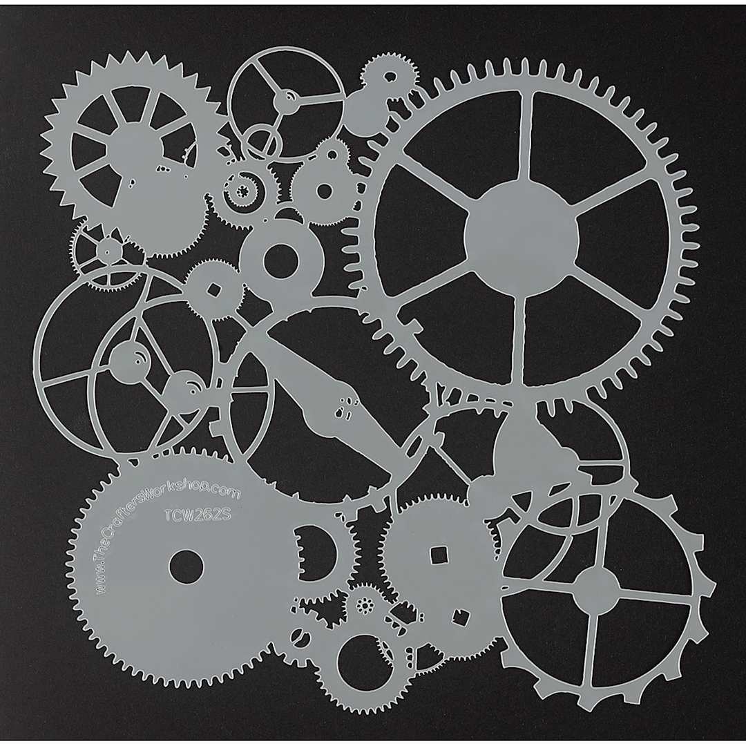 Open in modal - The Crafter's Workshop Stencils - Top view of Gears Stencil