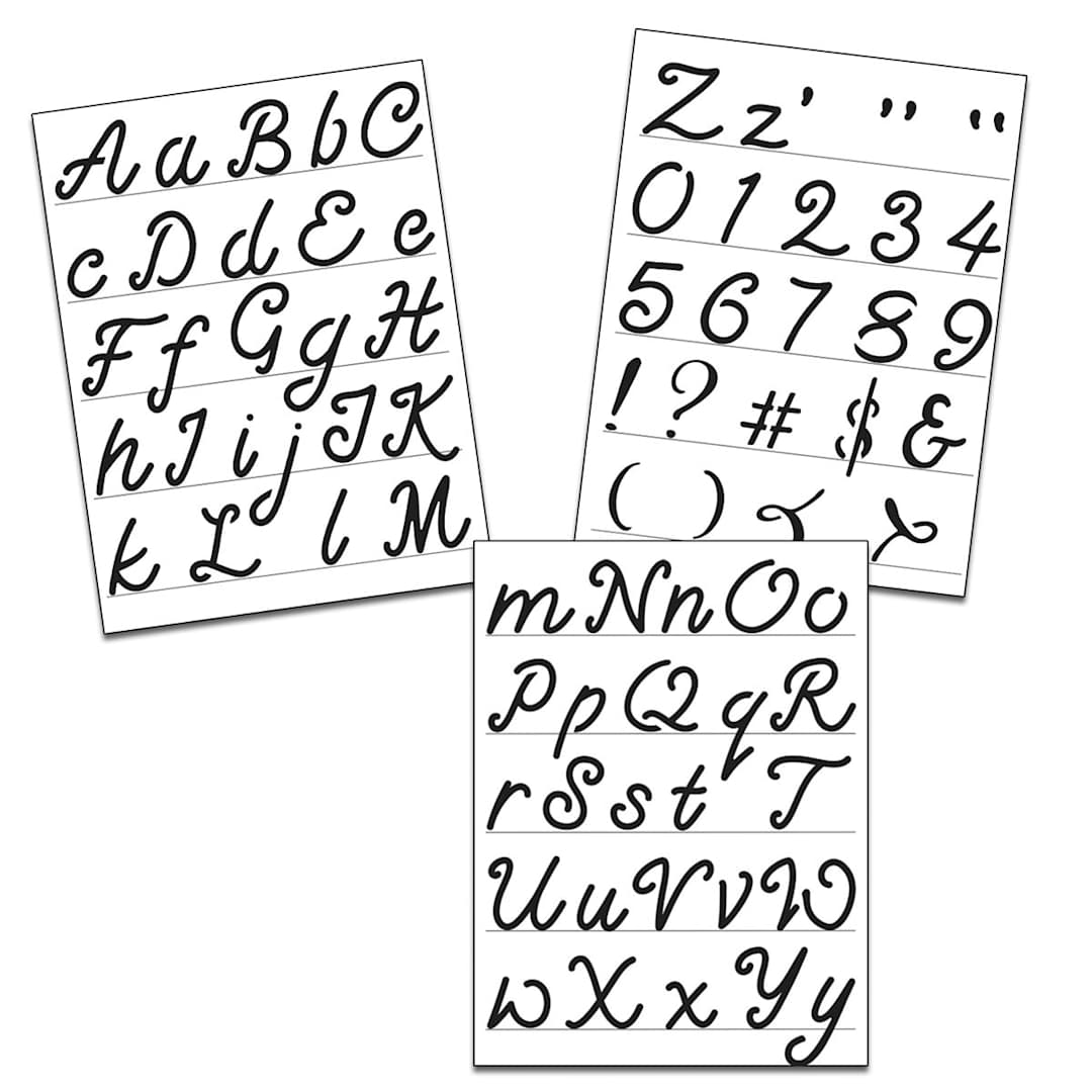 Open in modal - Alphabet Stencils Script 1.5" Alphabet - 3 Shts./Pkg.