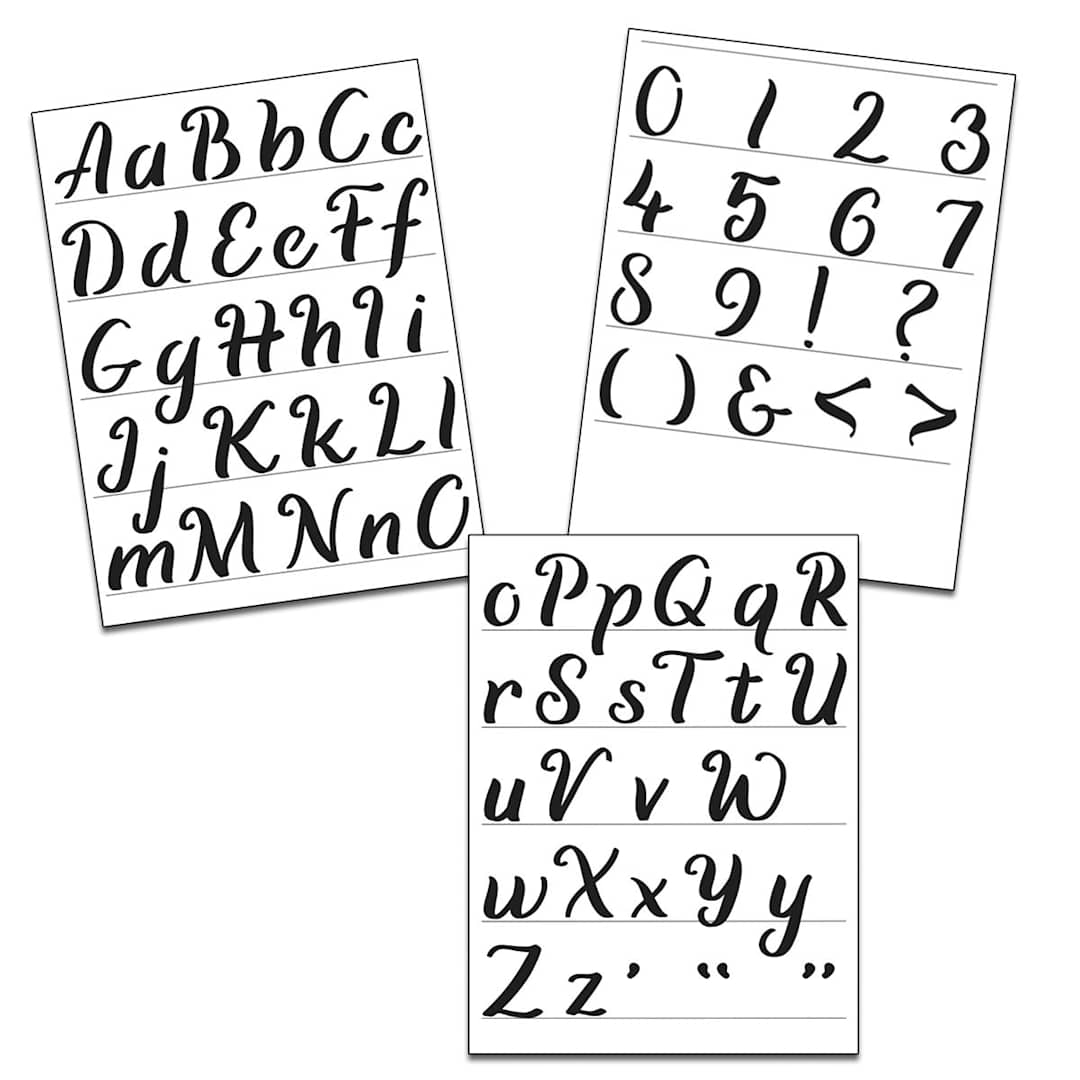 Open in modal - Alphabet Stencils Calligraphy 1.5" Alphabet - 3 Shts./Pkg.