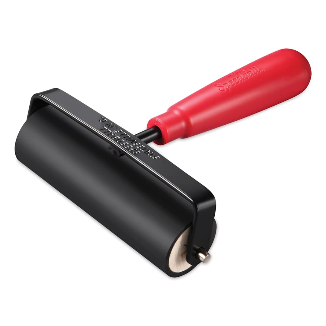 Open in modal - Speedball Deluxe Hard Rubber Brayer with Heavy-Duty Steel Frame - 4"