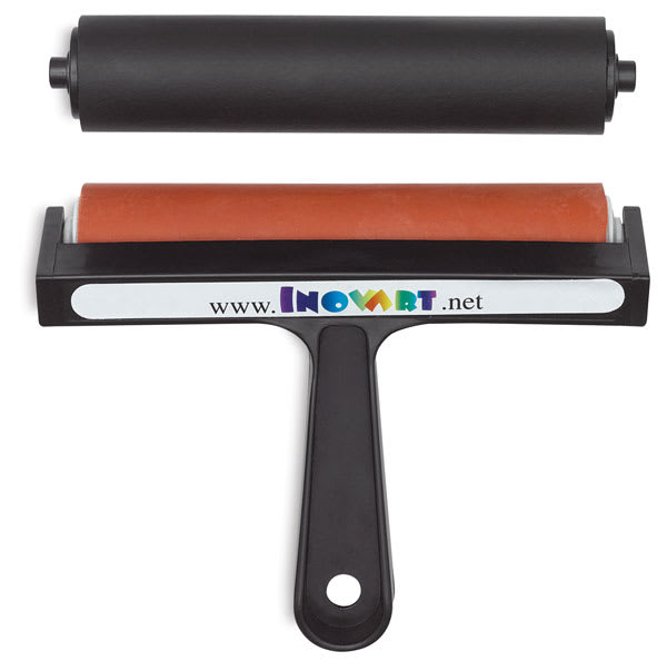 Open in modal - Inovart Snap-Out Brayer Sets - 6" Brayer with two rollers shown upright