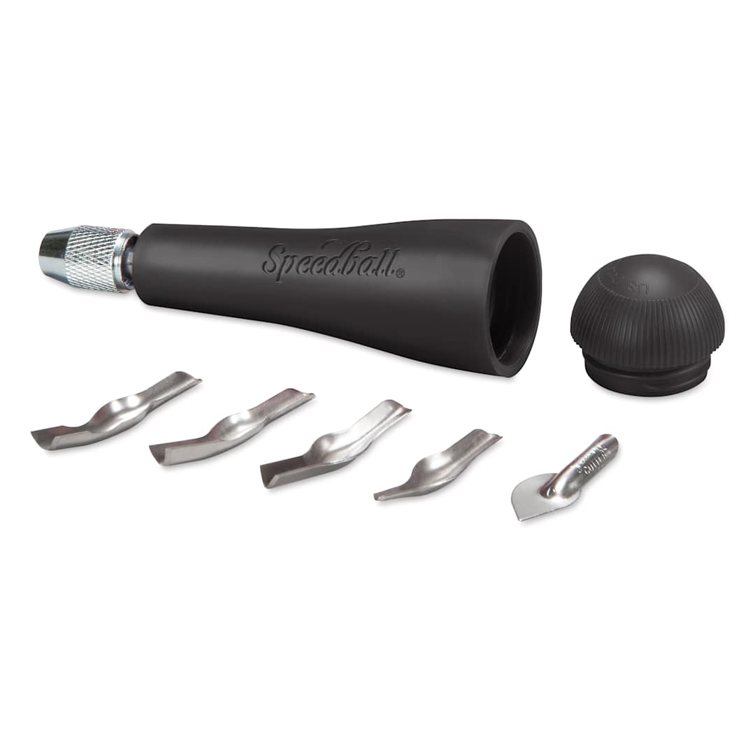 Open in modal - Speedball Linoleum Handle - Black Lino Handle No. 1, Set of 5 Cutters