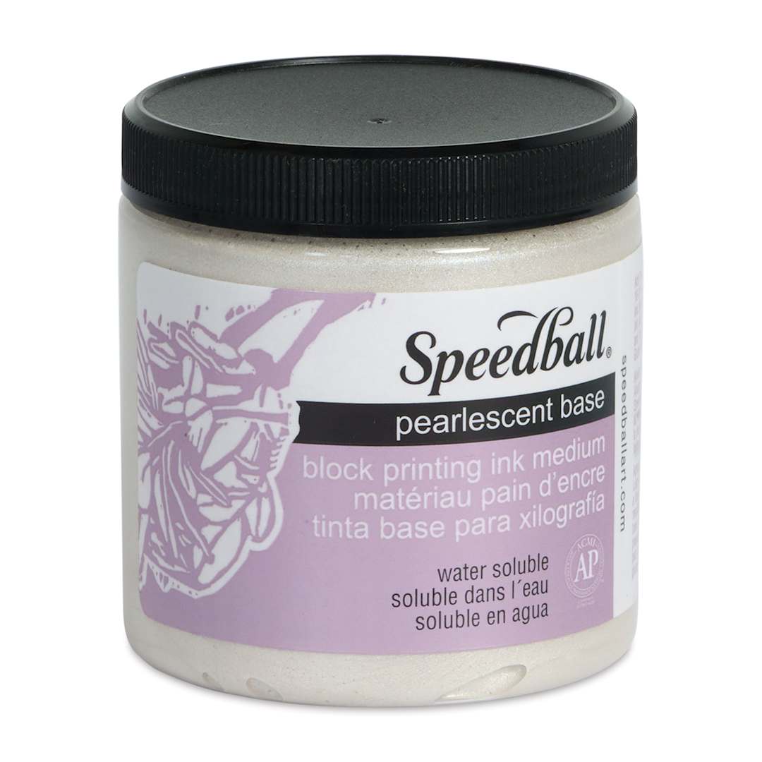 Open in modal - Speedball Water-Soluble Block Printing Ink Pearlescent Base - 8 oz (Front of jar)