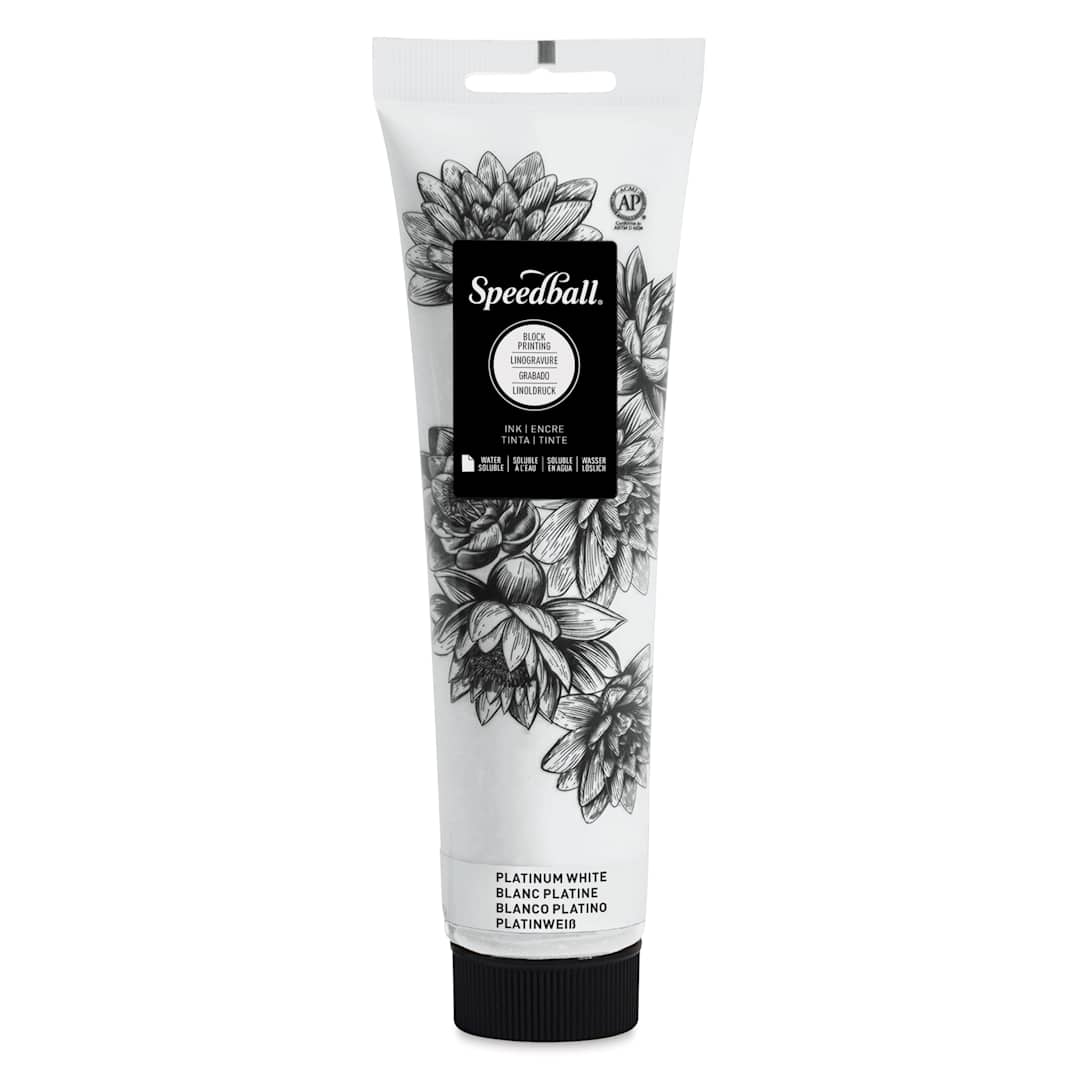 Open in modal - Speedball Water-Soluble Block Printing Ink - Platinum White (Metallic), 5 oz