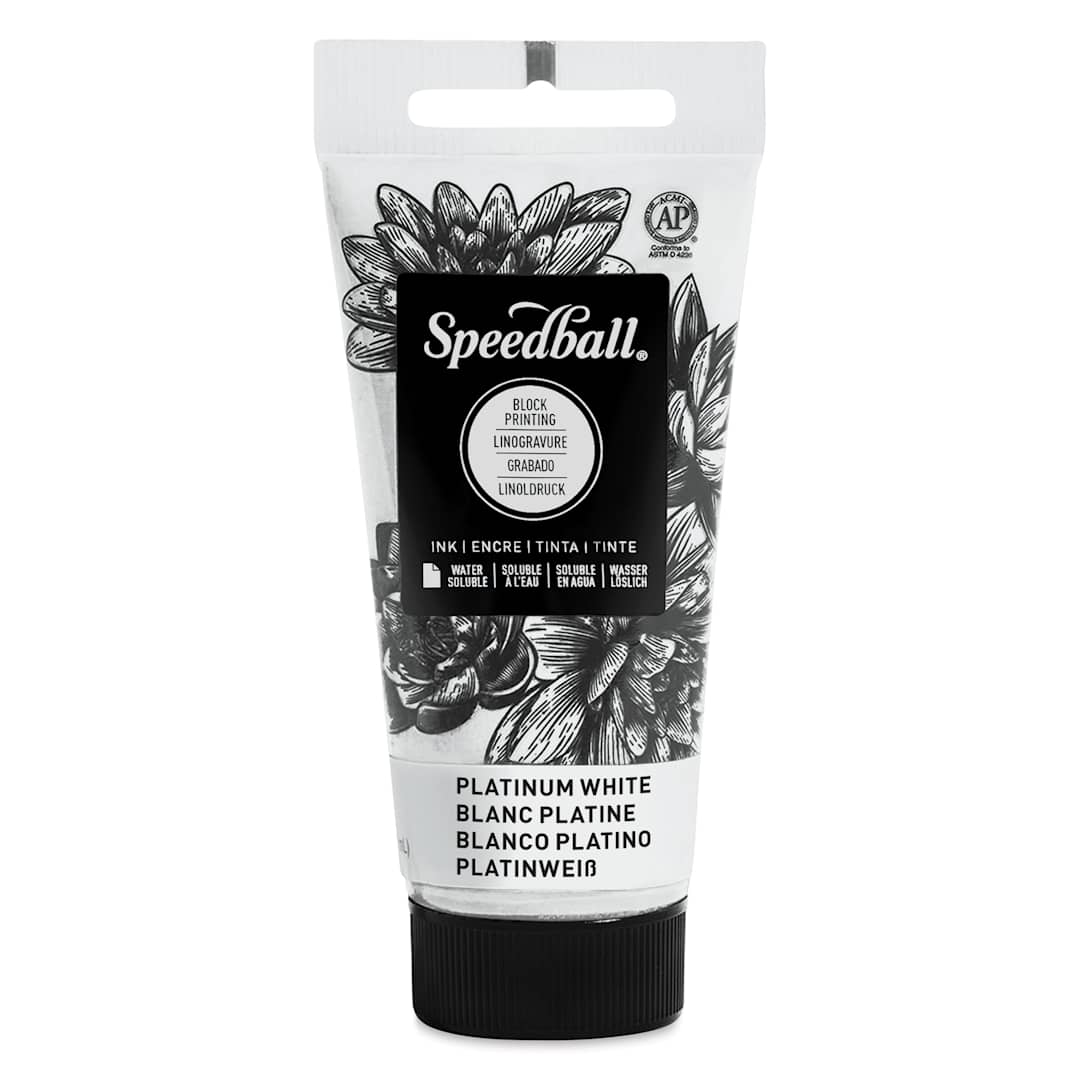 Open in modal - Speedball Water-Soluble Block Printing Ink - Platinum White (Metallic), 1.25 oz