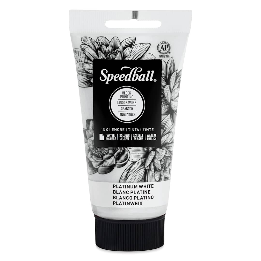 Open in modal - Speedball Water-Soluble Block Printing Ink - Platinum White (Metallic), 2.5 oz