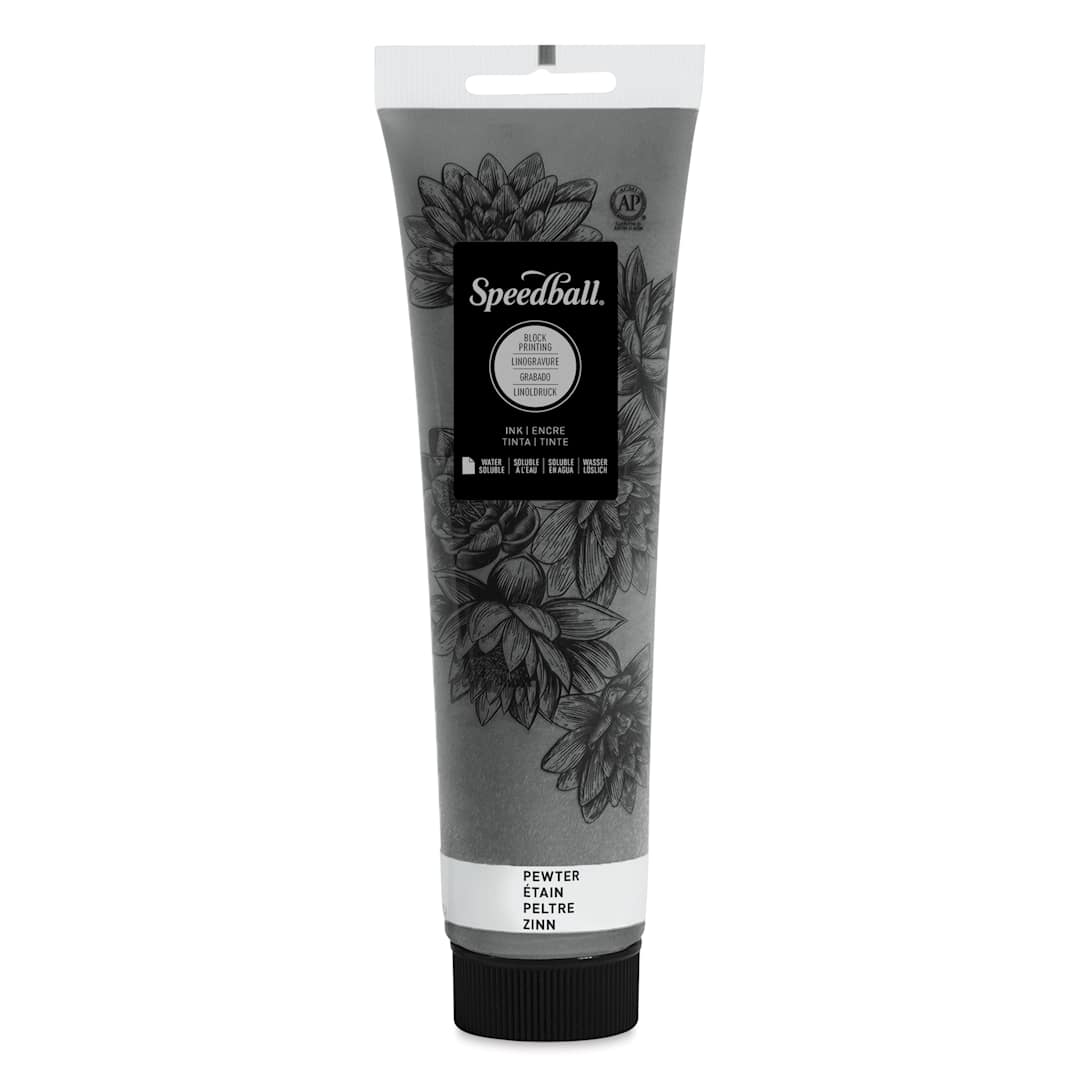 Open in modal - Speedball Water-Soluble Block Printing Ink - Pewter (Metallic), 5 oz
