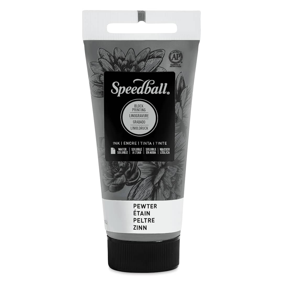 Open in modal - Speedball Water-Soluble Block Printing Ink - Pewter (Metallic), 1.25 oz