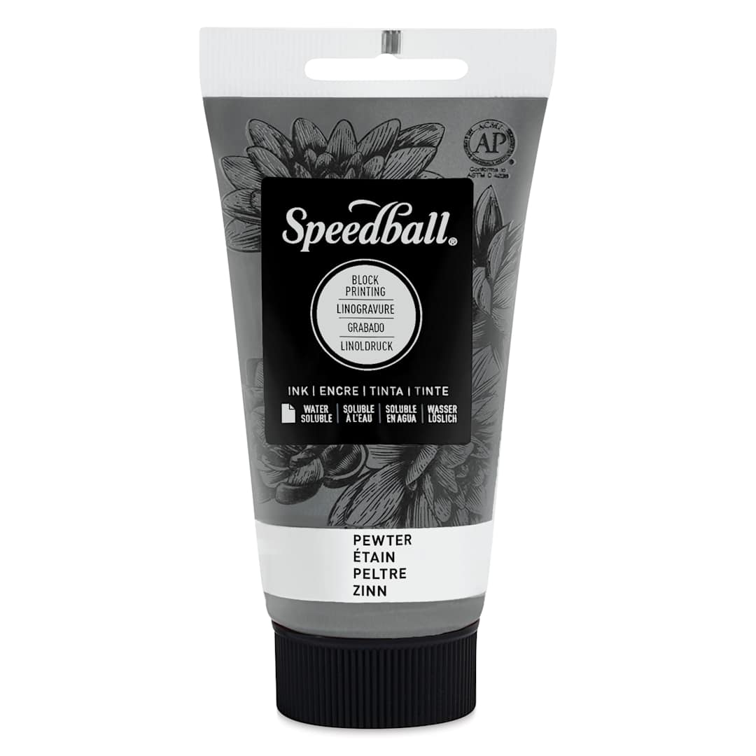 Open in modal - Speedball Water-Soluble Block Printing Ink - Pewter (Metallic), 2.5 oz