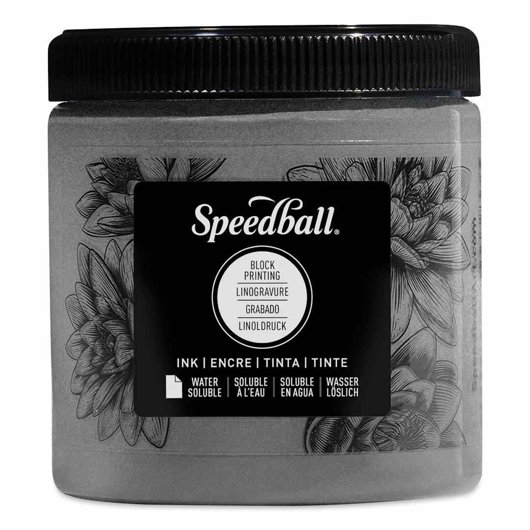 Open in modal - Speedball Water-Soluble Block Printing Ink - Pewter (Metallic), 8 oz