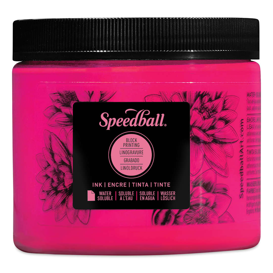 Open in modal - Speedball Water-Soluble Block Printing Ink - Fluorescent Magenta, 16 oz