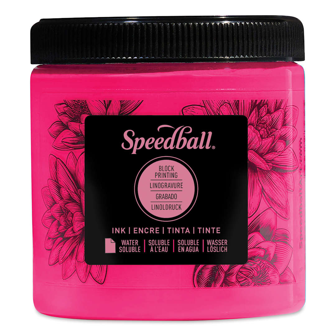 Open in modal - Speedball Water-Soluble Block Printing Ink - Fluorescent Hot Pink, 8 oz