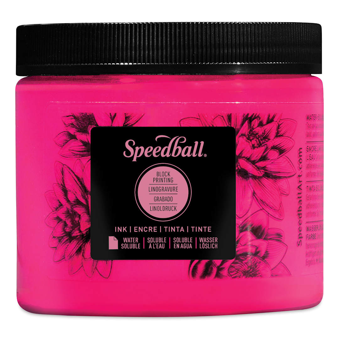 Open in modal - Speedball Water-Soluble Block Printing Ink - Fluorescent Hot Pink, 16 oz