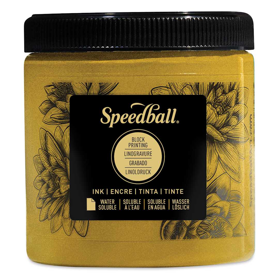 Open in modal - Speedball Water-Soluble Block Printing Ink - Gold (Metallic), 8 oz