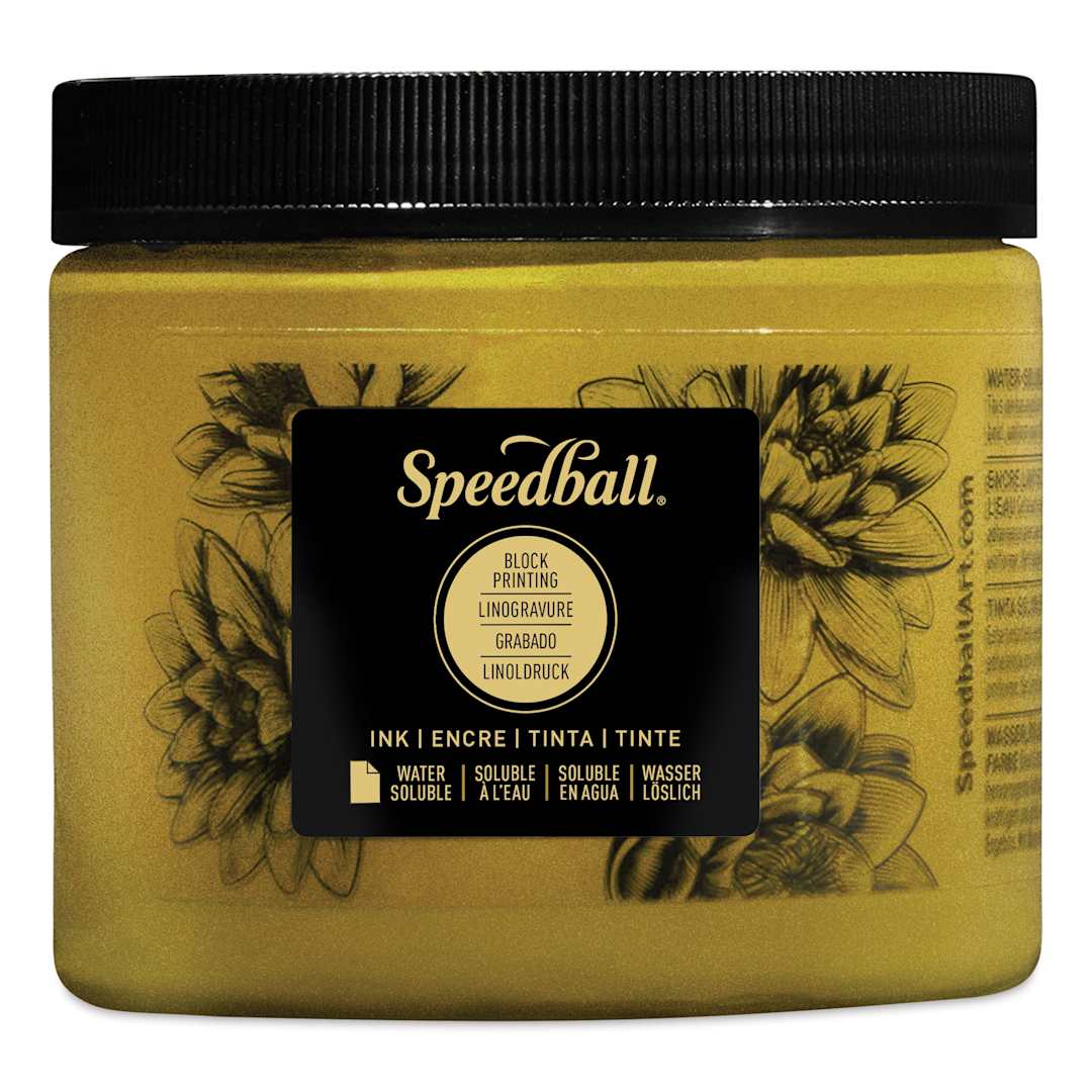 Open in modal - Speedball Water-Soluble Block Printing Ink- Gold (Metallic), 16 oz