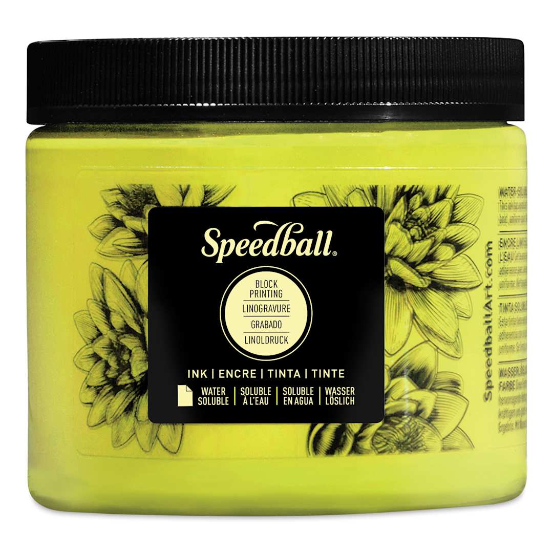 Open in modal - Speedball Water-Soluble Block Printing Ink - Fluorescent Yellow, 16 oz