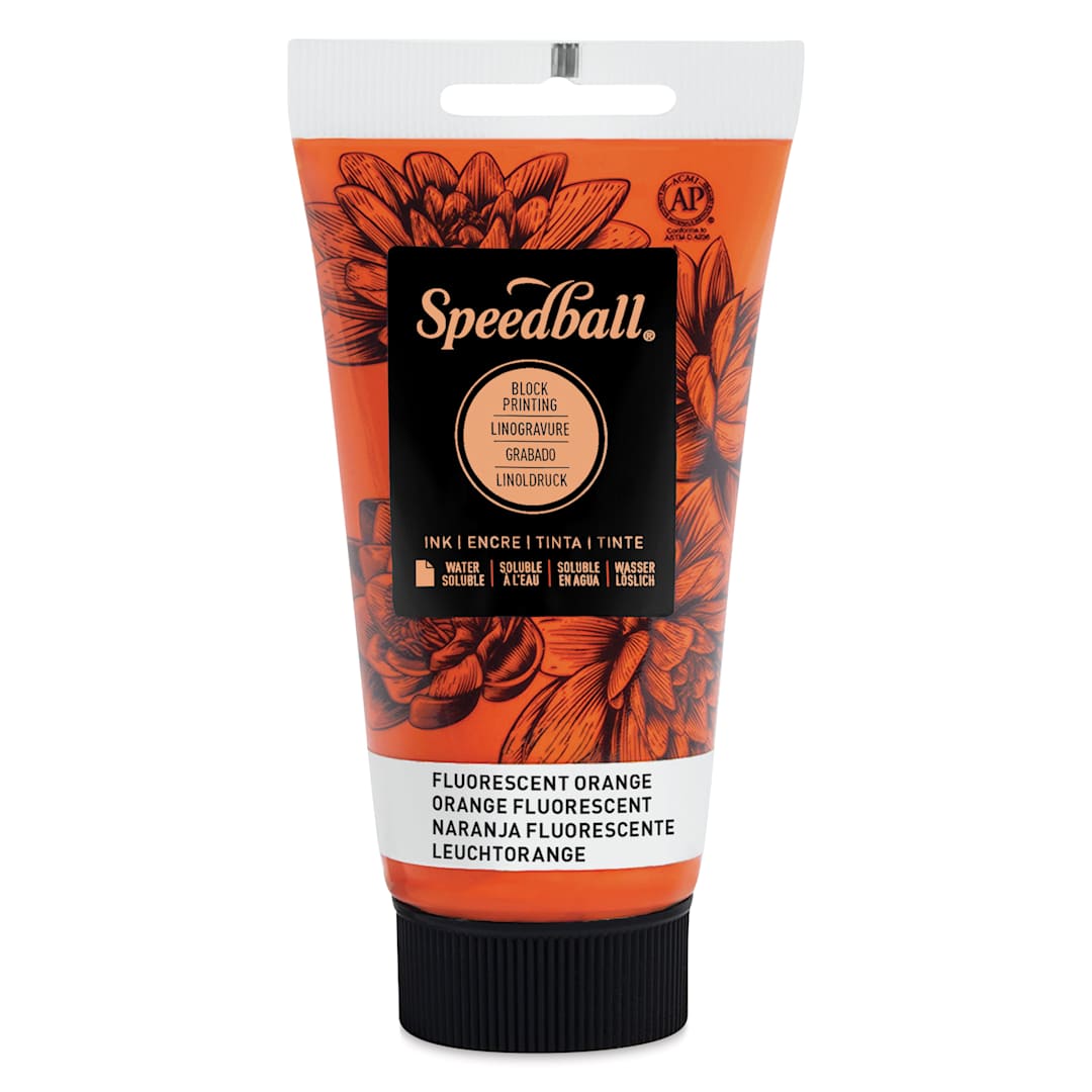 Open in modal - Speedball Water-Soluble Block Printing Ink - Fluorescent Orange, 2.5 oz