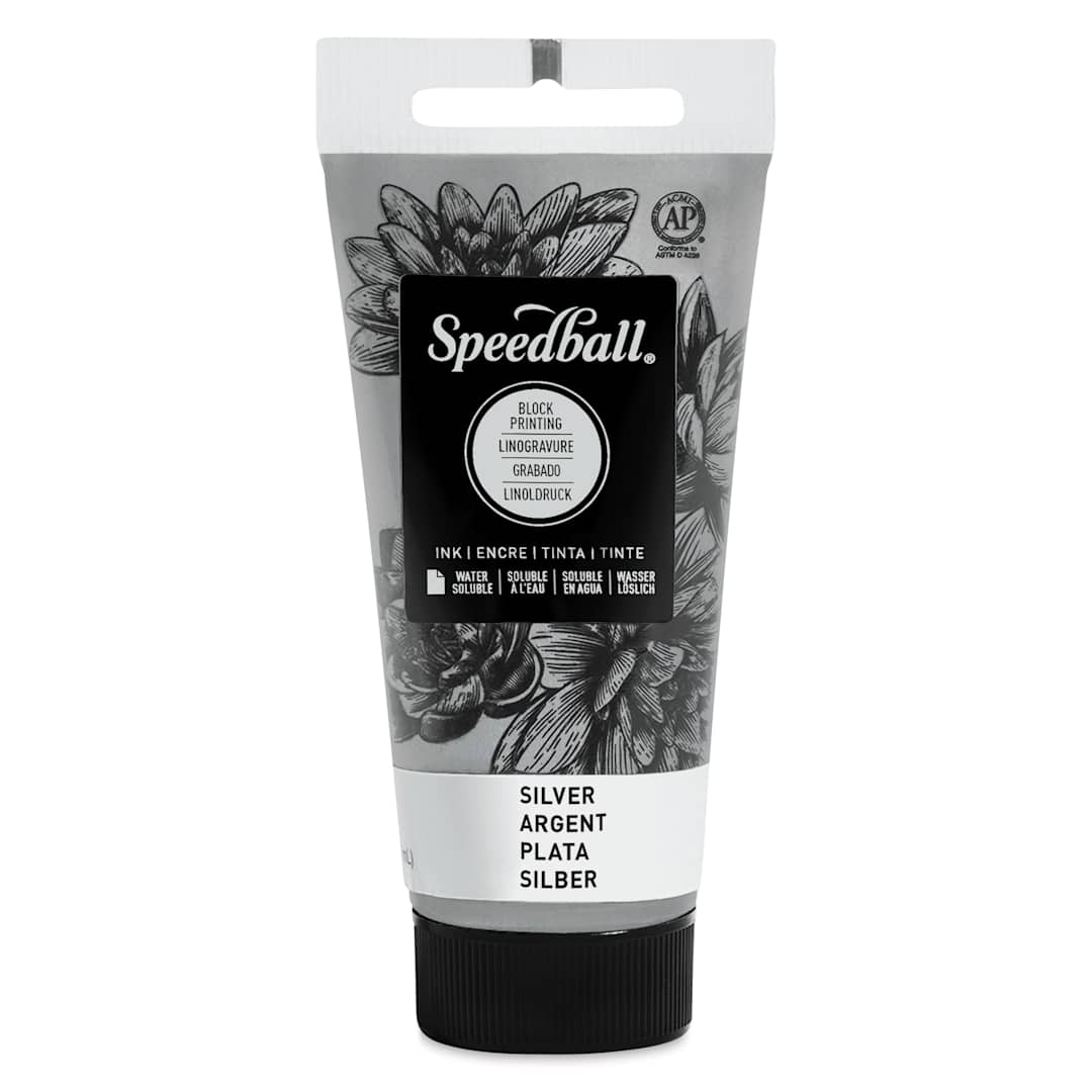 Open in modal - Speedball Water-Soluble Block Printing Ink - Silver (Metallic), 1.25 oz