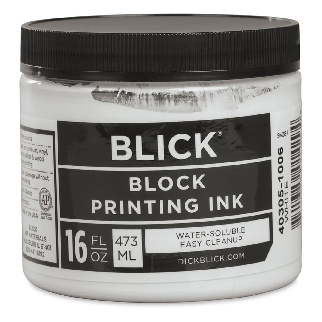 Open in modal - Blick Water-Soluble Block Printing Ink - White, 16 oz
