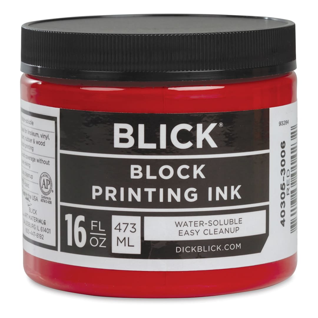 Open in modal - Blick Water-Soluble Block Printing Ink - Red, 16 oz