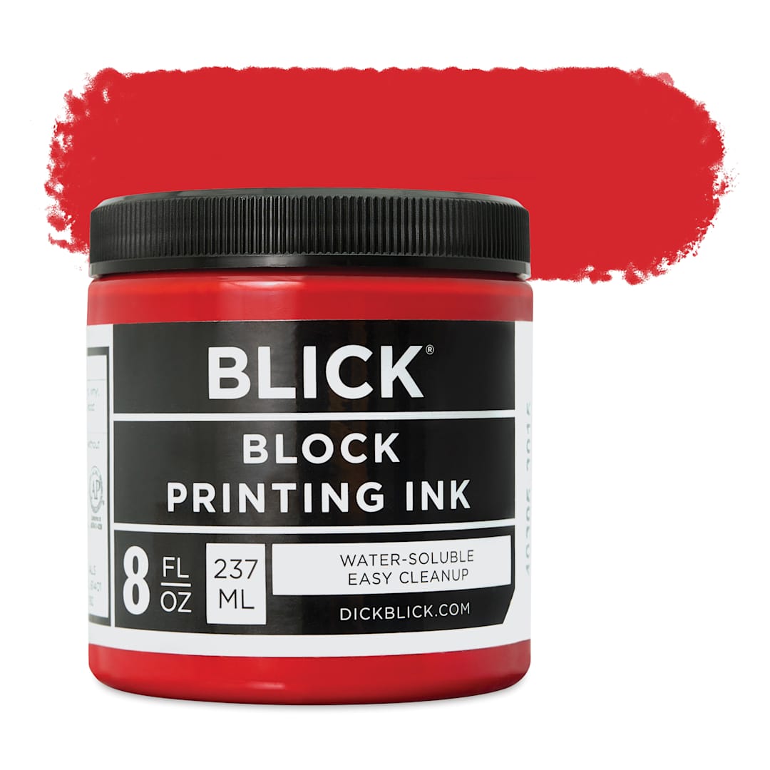 Open in modal - Blick Water-Soluble Block Printing Ink - Light Red, 8 oz Jar