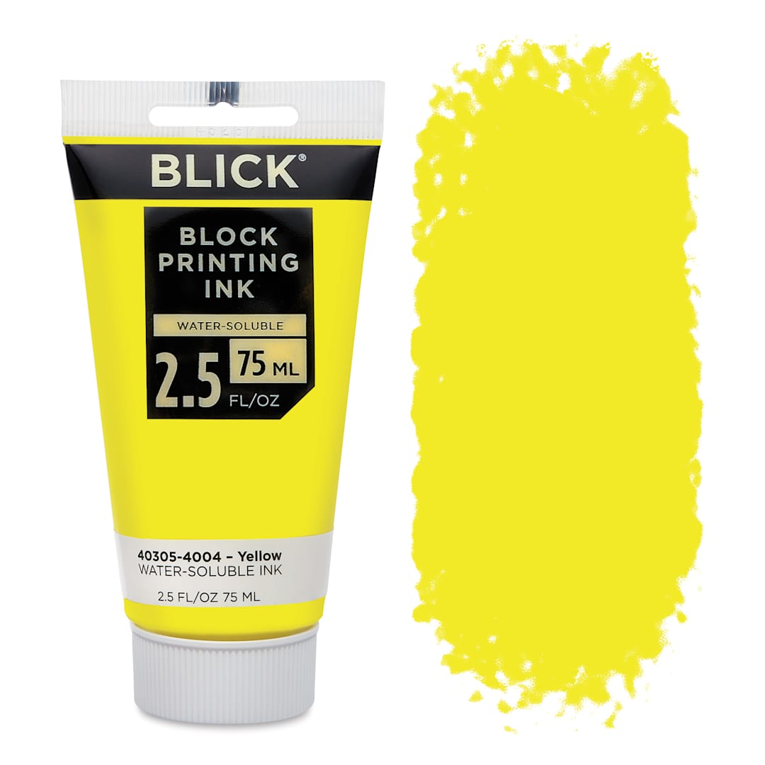Open in modal - Blick Water-Soluble Block Printing Ink - Yellow, 2.5 oz Tube