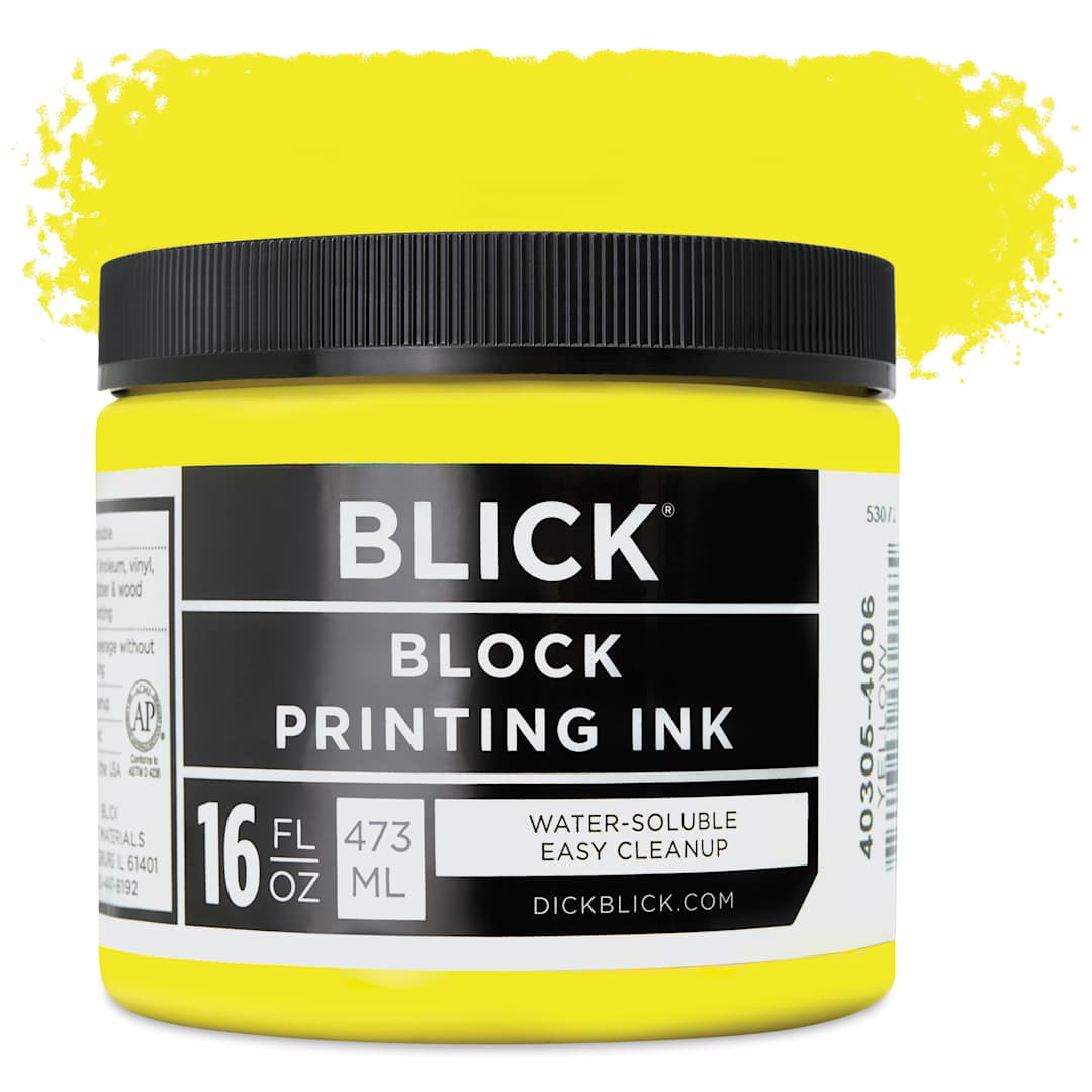 Open in modal - Blick Water-Soluble Block Printing Ink - Yellow, 16 oz Jar